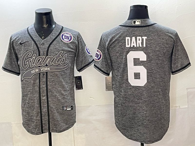 Men 2025 New York Giants #6 Dart Grey Joint Name Nike Limited NFL Jersey 07->new york giants->NFL Jersey